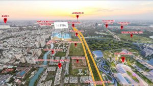 THE PRIVE thuộc Khu Nam Rạch Chiếc liền kề Trung tâm tài chính Thủ Thiêm và Khu Đô Thị Quốc Tế The Global City