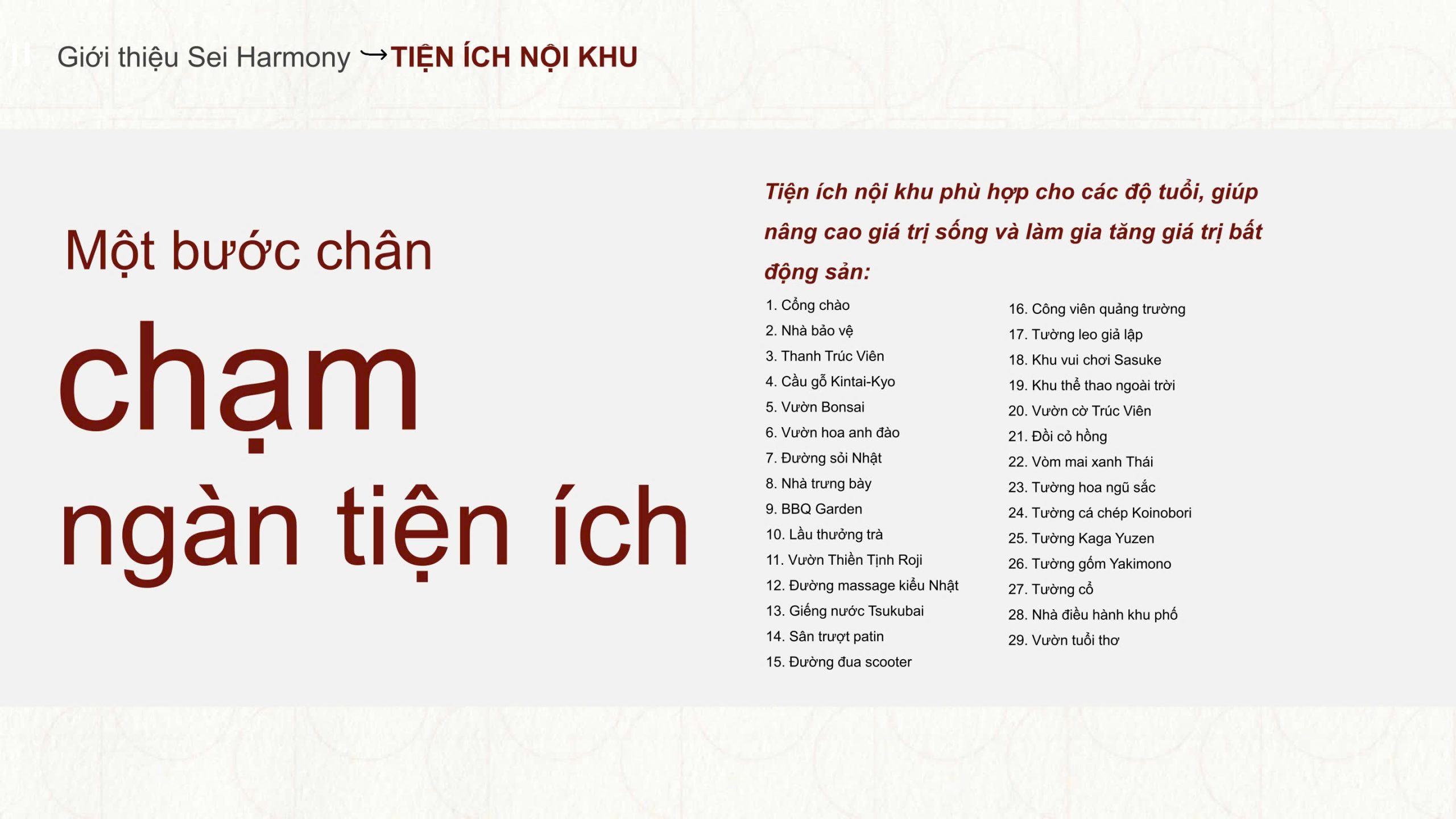 Tiện ích khu dân cư Sei Harmony