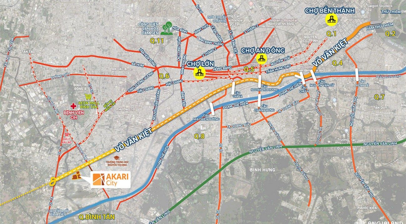 Vị trí địa chỉ dự án căn hộ chung cư Akari City Quận Bình Tân Đường Võ Văn Kiệt